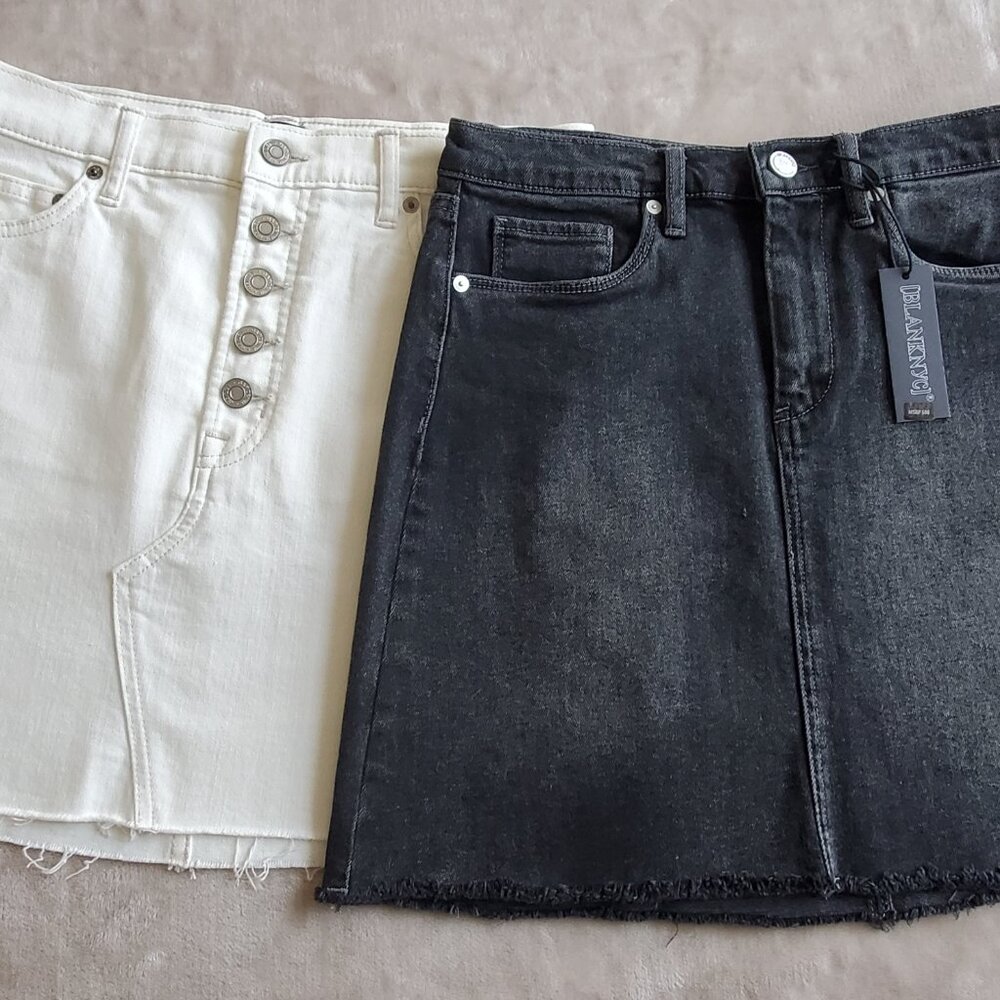 BLANK NYC Black Denim Skirt & GAP White Denim Skirt 4/27 Like new